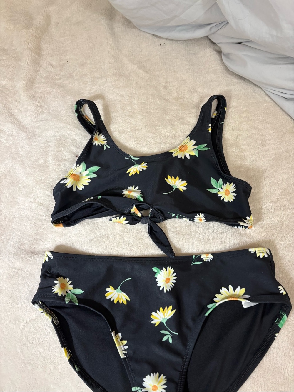 Old Navy Black Daisy Print Girls' Bikini Set